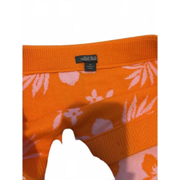 Knit Floral Print Mini Skirt - Pink & Orange Tropical Vibes - Picture 3 of 4
